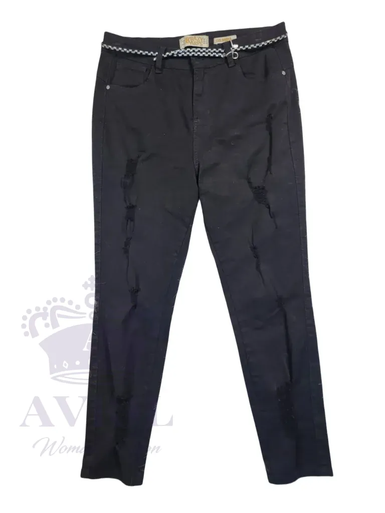 Pantalon Drill rasgado negro
